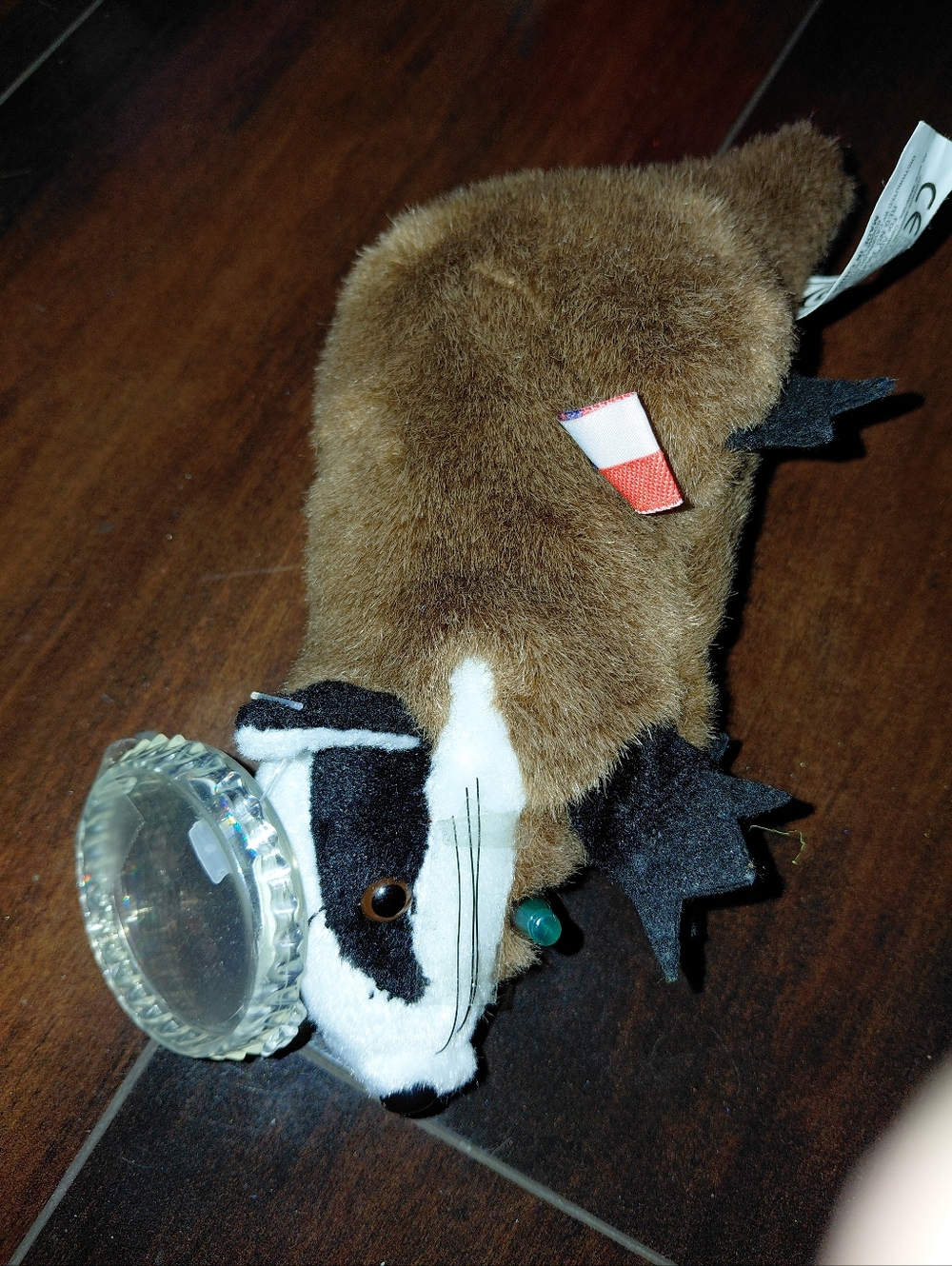 Coca-cola Plush Badger Toy with Clear Plastic Accessory - Brown & White